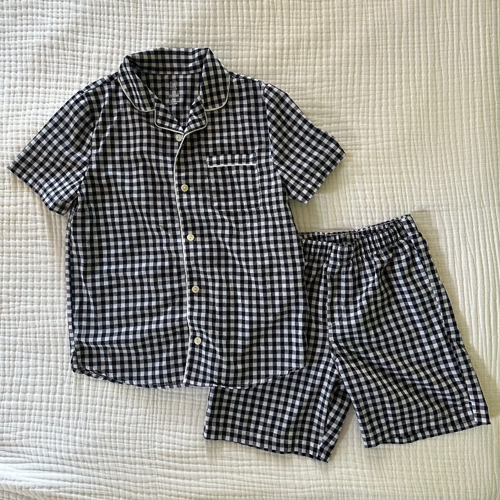 GAP Kids 100% Recycled Gingham PJ Shorts Set - size 8